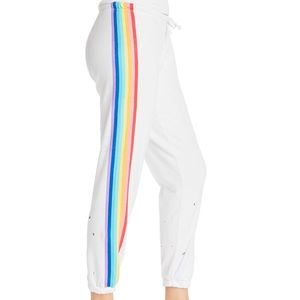 Chaser Brand Rainbow Stripe Distressed Sweatpants